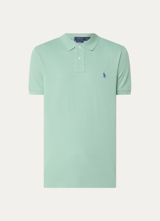 Ralph Lauren Custom slim fit polo van piqué katoen - voorkant 2 faded mint/c7563