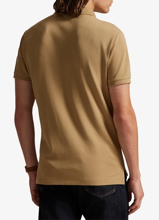 Ralph Lauren Custom slim fit polo van piqué katoen - achterkant 5 cafe tan / bruin