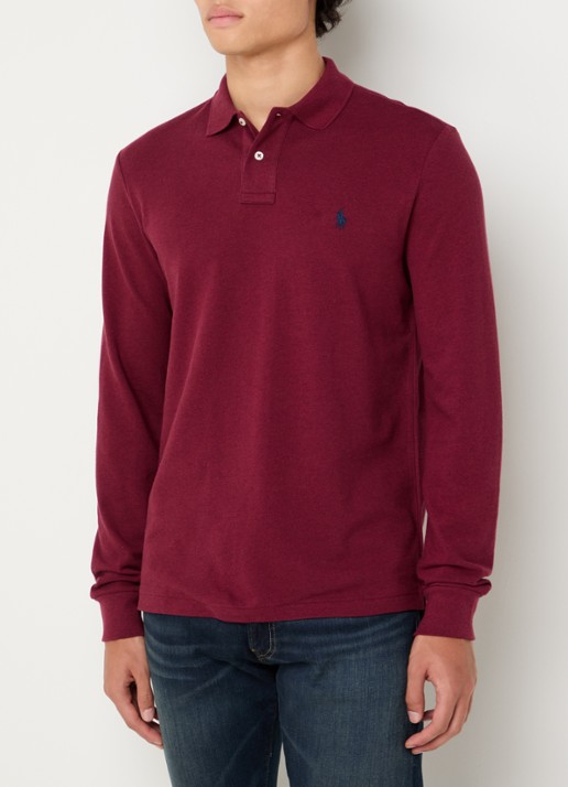 Ralph Lauren Custom slim fit polo van piqué katoen - detail vintage port heather