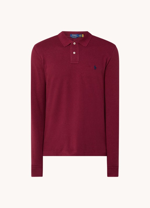 Ralph Lauren Custom slim fit polo van piqué katoen - voorkant 3 vintage port heather