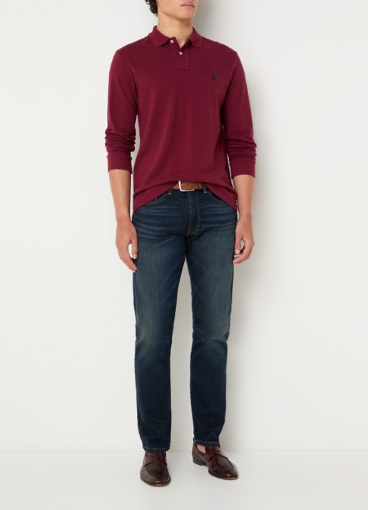 Ralph Lauren Custom slim fit polo van piqué katoen - voorkant 4 vintage port heather