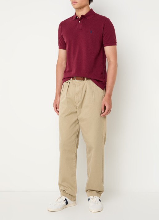 Ralph Lauren Custom slim fit polo van piqué katoen - voorkant 3 vintage port heather/c7587-4326