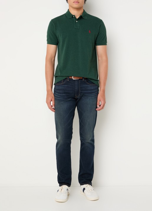 Ralph Lauren Custom slim fit polo van piqué katoen - voorkant 3 dark green heather
