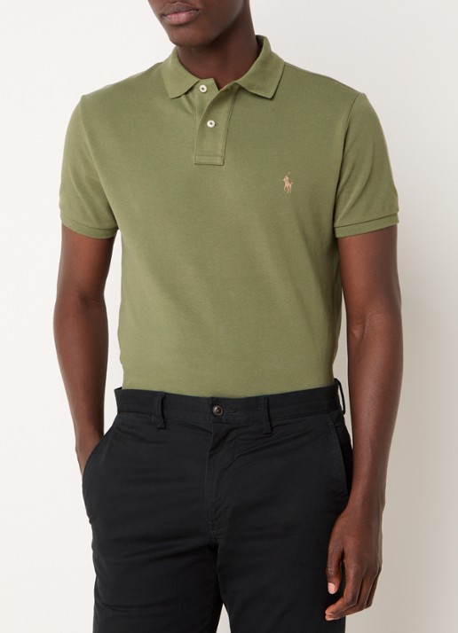 Ralph Lauren Custom slim fit polo van piqué katoen - detail garden trail / groen