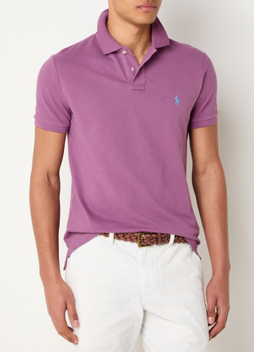 Ralph Lauren Custom slim fit polo van piqué katoen - detail tea rose / paars