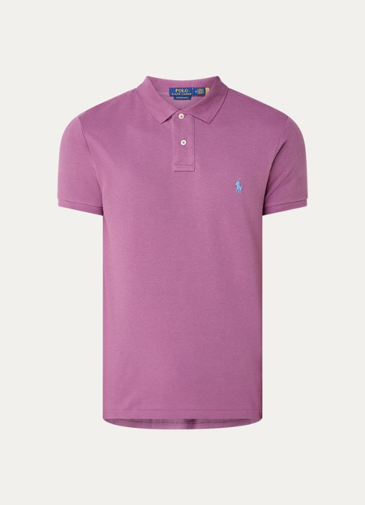 Ralph Lauren Custom slim fit polo van piqué katoen - voorkant 2 tea rose / paars