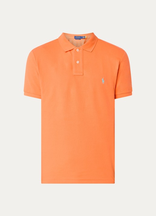 Ralph Lauren Custom slim fit polo van piqué katoen - voorkant 2 spring melon / oranje