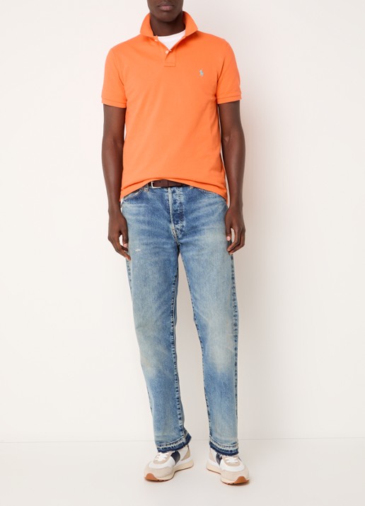 Ralph Lauren Custom slim fit polo van piqué katoen - voorkant 3 spring melon / oranje
