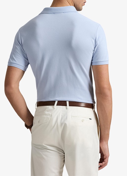 Ralph Lauren Custom slim fit polo van piqué katoen - achterkant cornflower blue / blauw