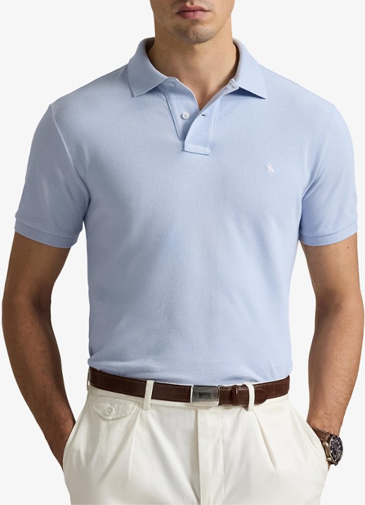 Ralph Lauren Custom slim fit polo van piqué katoen - detail 4 cornflower blue / blauw