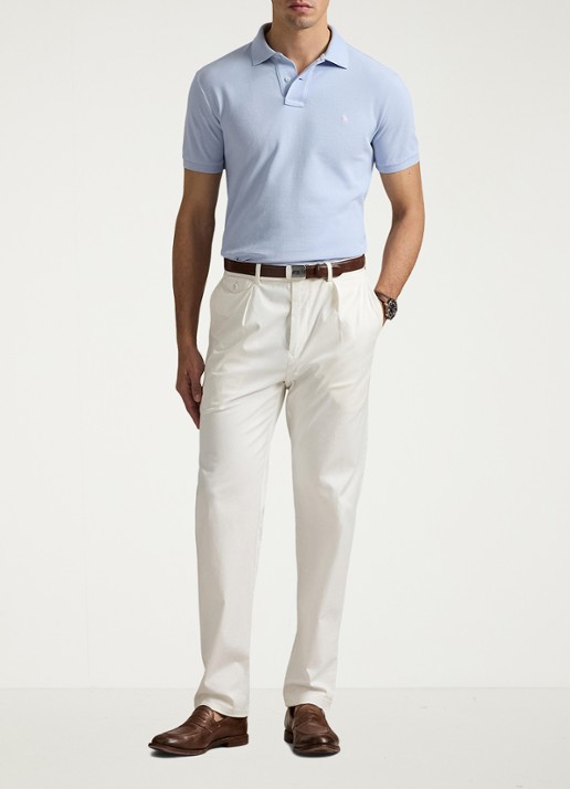 Ralph Lauren Custom slim fit polo van piqué katoen - voorkant 3 cornflower blue / blauw