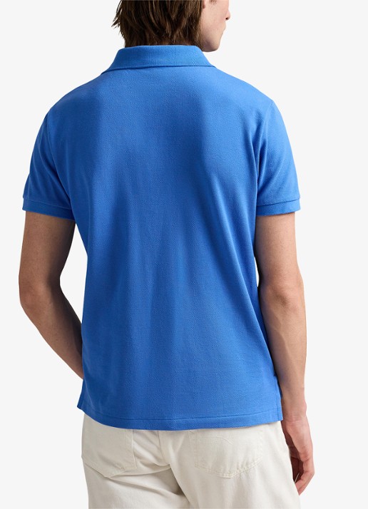Ralph Lauren Custom slim fit polo van piqué katoen - achterkant 4 embayment blue / blauw