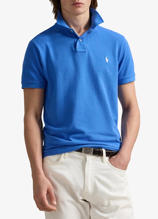 Ralph Lauren Custom slim fit polo van piqué katoen - detail embayment blue / blauw