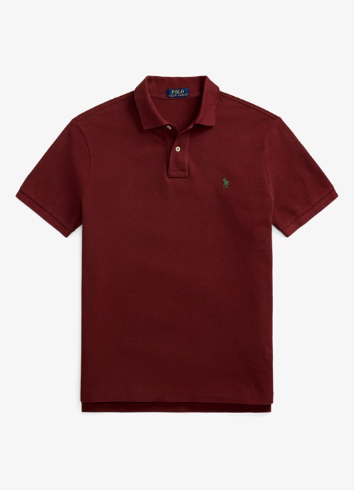 Ralph Lauren Custom slim fit polo van piqué katoen - voorkant 2 red wine / wijnrood
