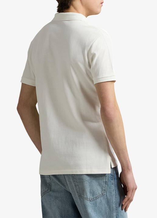 Ralph Lauren Custom slim fit polo van piqué katoen - achterkant 5 pale cream / creme