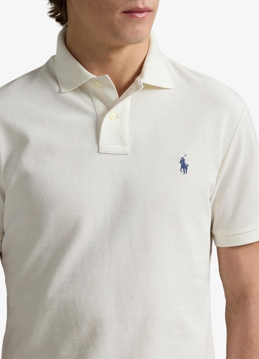 Ralph Lauren Custom slim fit polo van piqué katoen - detail 4 pale cream / creme