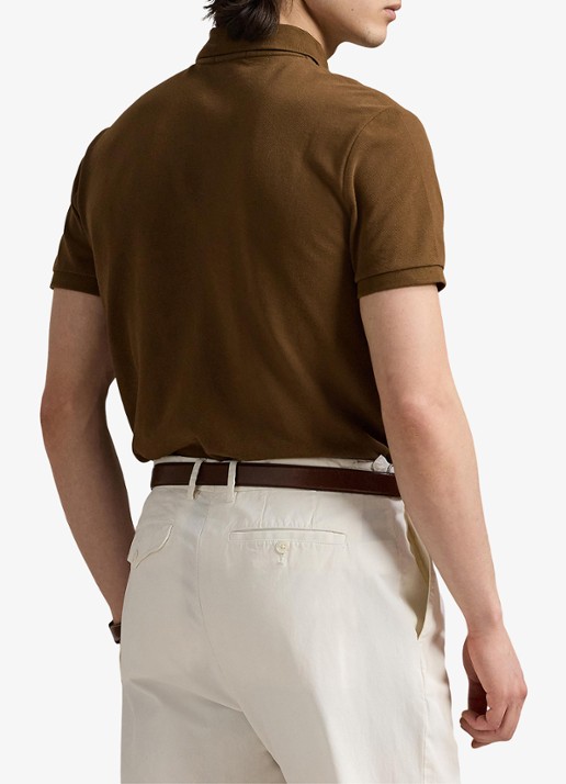 Ralph Lauren Custom slim fit polo van piqué katoen - achterkant 5 nature brown / bruin