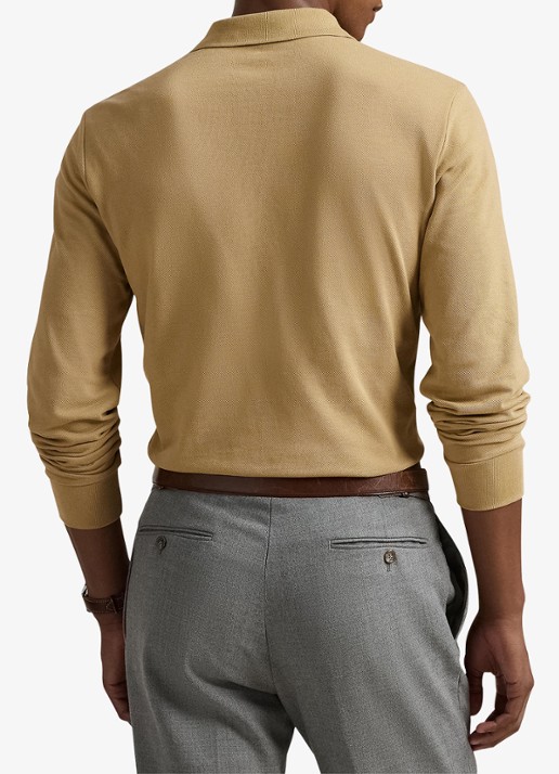 Ralph Lauren Custom slim fit polo van piqué katoen - achterkant 3 cafe tan/c8176-3x17