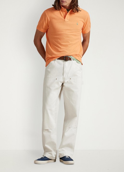 Ralph Lauren Custom slim fit polo van piqué katoen - detail pompano orange / oranje