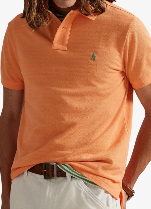 Ralph Lauren Custom slim fit polo van piqué katoen - detail 2 pompano orange / oranje