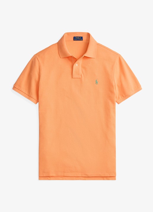 Ralph Lauren Custom slim fit polo van piqué katoen - voorkant 3 pompano orange / oranje