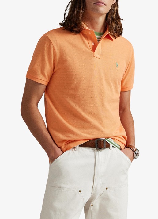 Ralph Lauren Custom slim fit polo van piqué katoen - voorkant 4 pompano orange / oranje