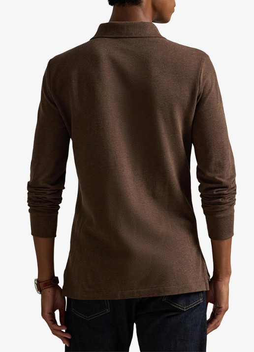 Ralph Lauren Custom slim fit polo van piqué katoen - achterkant 5 nutmeg brown heather/c8526-47x3