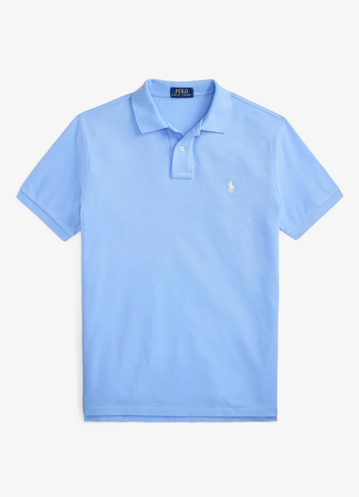 Ralph Lauren Custom slim fit polo van piqué katoen - voorkant blue lagoon/c8125-zy9g