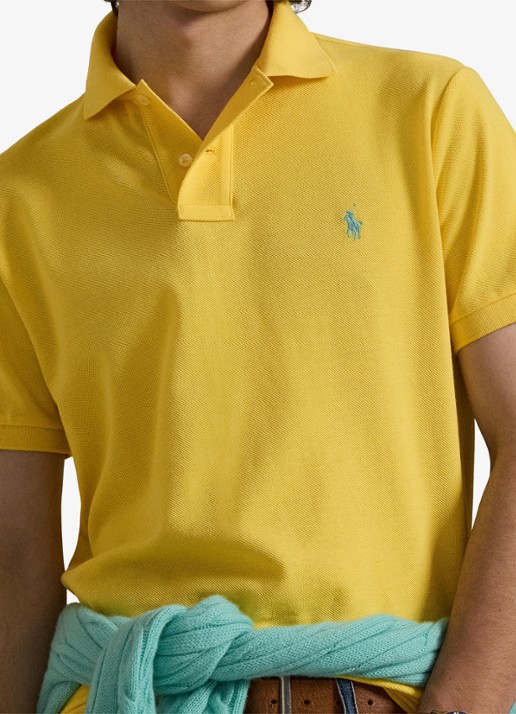 Ralph Lauren Custom slim fit polo van piqué katoen - detail 5 sunfish yellow/c7109-zxvx