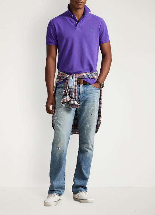 Ralph Lauren Custom slim fit polo van piqué katoen - voorkant 5 cabana purple/c5223-zywt