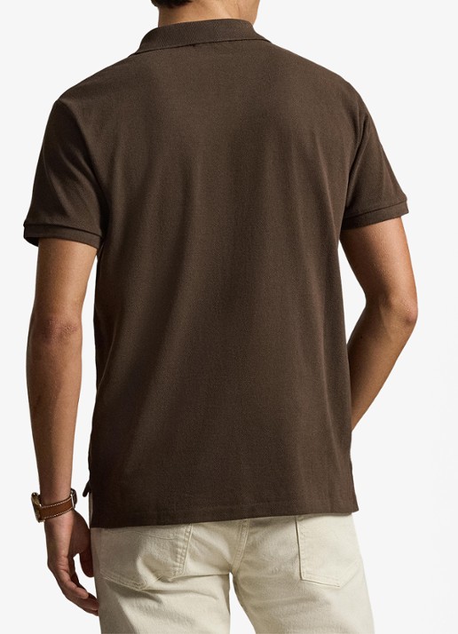 Ralph Lauren Custom slim fit polo van piqué katoen - achterkant nutmeg brown / bruin