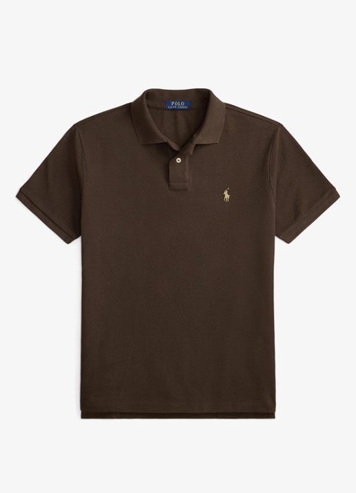 Ralph Lauren Custom slim fit polo van piqué katoen - voorkant 4 nutmeg brown / bruin