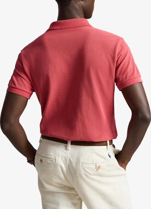 Ralph Lauren Custom slim fit polo van piqué katoen - achterkant 5 nantucket red / rood
