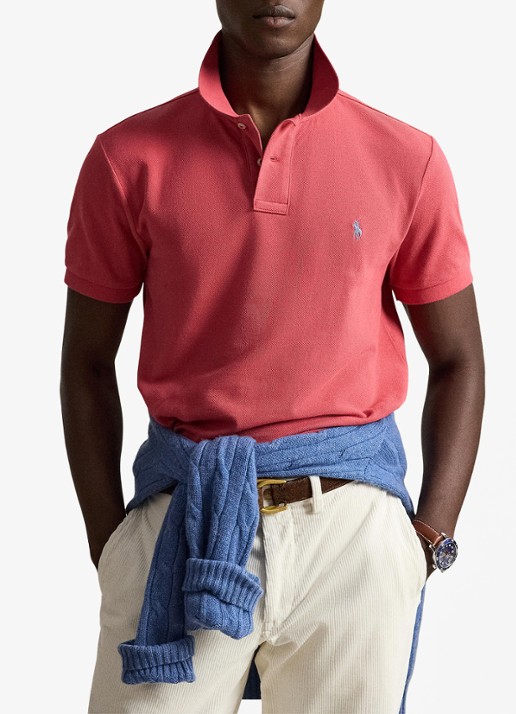 Ralph Lauren Custom slim fit polo van piqué katoen - voorkant 2 nantucket red / rood