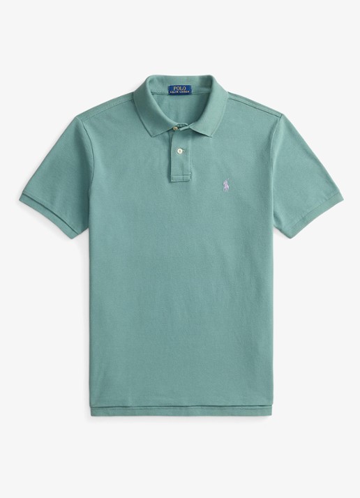 Ralph Lauren Custom slim fit polo van piqué katoen - voorkant greenscape / groen