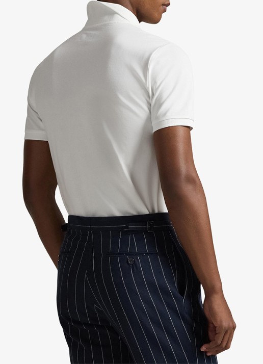 Ralph Lauren Custom slim fit stretch mesh Polo-shirt - achterkant 3 wit