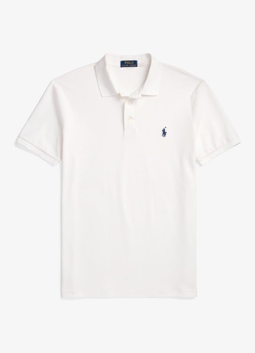 Ralph Lauren Custom slim fit stretch mesh Polo-shirt - voorkant wit