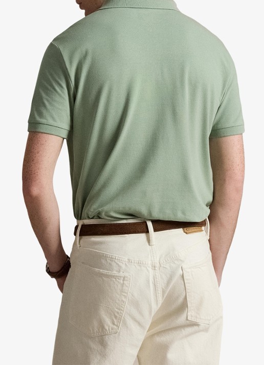 Ralph Lauren Custom slim fit stretch mesh Polo-shirt - achterkant light green / lichtgroen