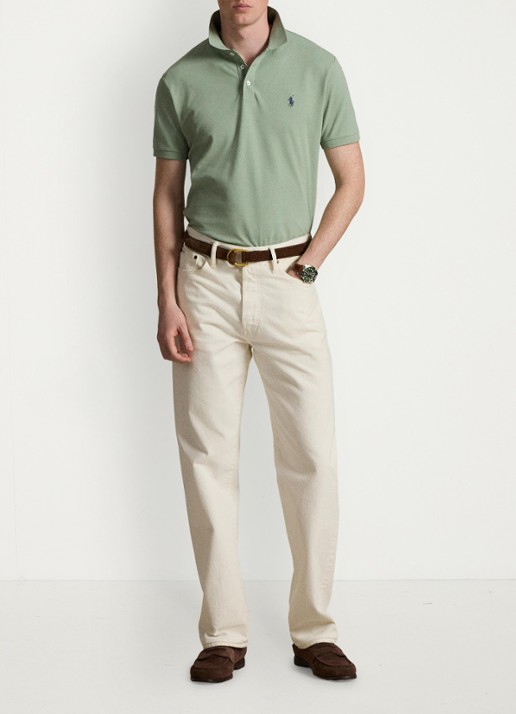 Ralph Lauren Custom slim fit stretch mesh Polo-shirt - detail 4 light green / lichtgroen