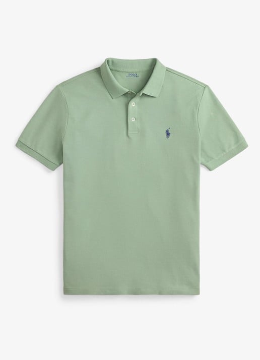 Ralph Lauren Custom slim fit stretch mesh Polo-shirt - voorkant 2 light green / lichtgroen