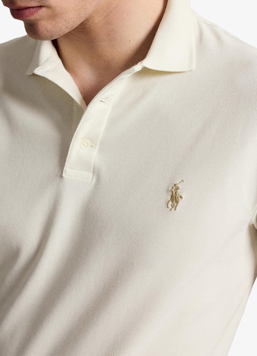Ralph Lauren Custom slim fit stretch mesh Polo-shirt - detail 2 pale cream / crème