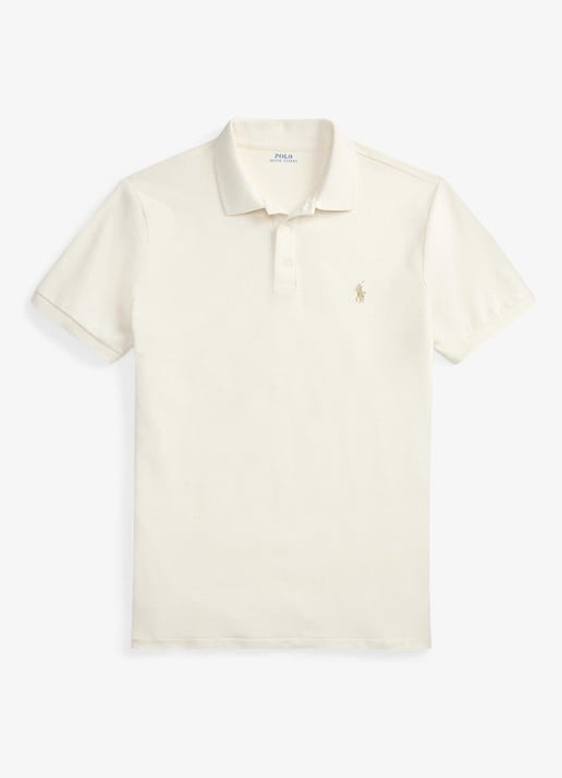 Ralph Lauren Custom slim fit stretch mesh Polo-shirt - voorkant 4 pale cream / crème