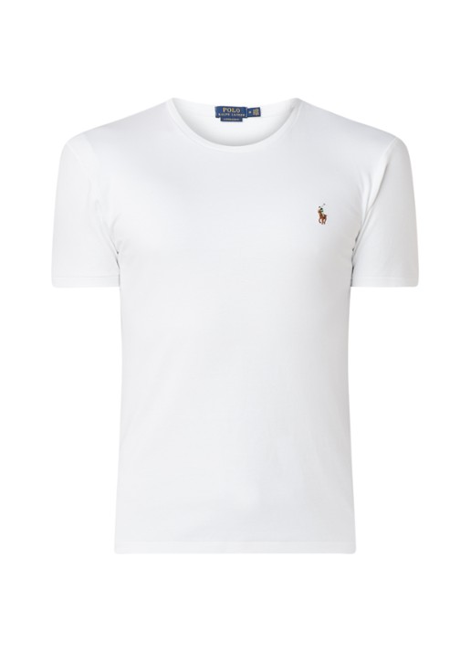 Ralph Lauren Custom slim fit T-shirt met ronde hals  - voorkant 2 white
