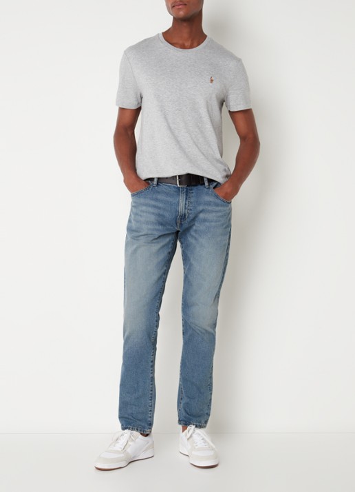 Ralph Lauren Custom slim fit T-shirt met ronde hals  - voorkant 2 andover heather