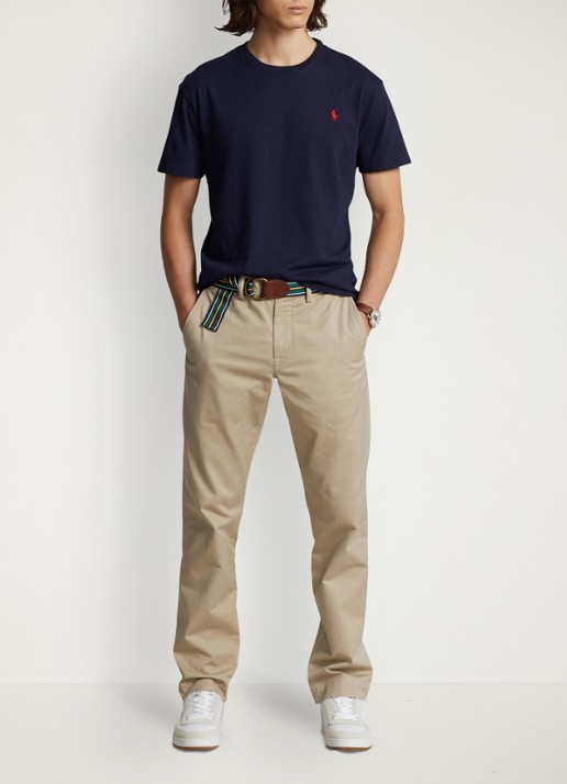 Ralph Lauren Custom slim T-shirt met ronde hals - voorkant 3 ink / blauw