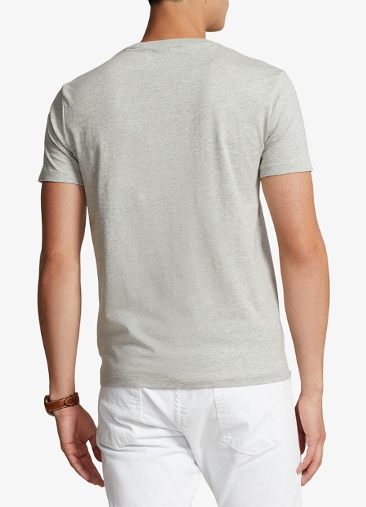 Ralph Lauren Custom slim T-shirt met ronde hals - achterkant 5 new grey heather / grijs