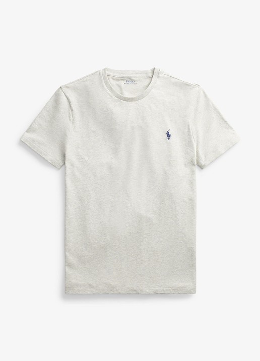 Ralph Lauren Custom slim T-shirt met ronde hals - voorkant new grey heather / grijs