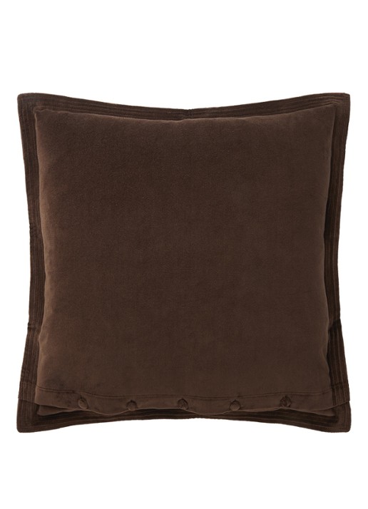 Ralph Lauren Cvelvet sierkussenhoes 50 x 50 cm - achterkant donkerbruin
