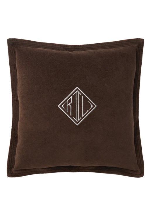 Ralph Lauren Cvelvet sierkussenhoes 50 x 50 cm - voorkant 2 donkerbruin