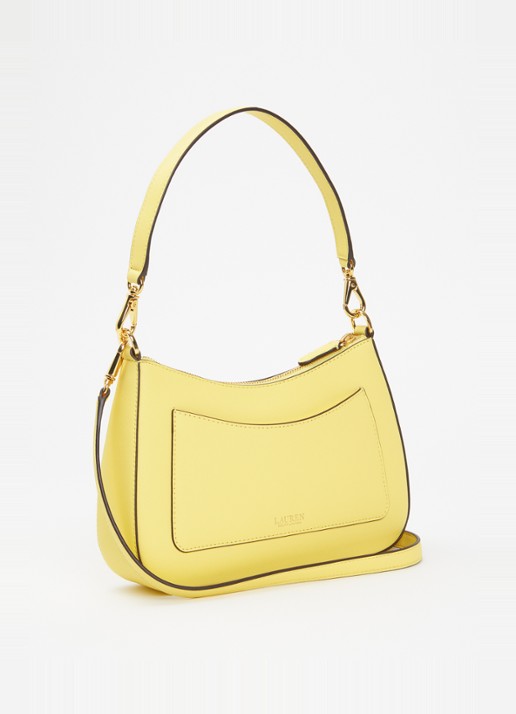 Ralph Lauren Danni M handtas van leer met afneembare schouderriem  - achterkant 4 geel